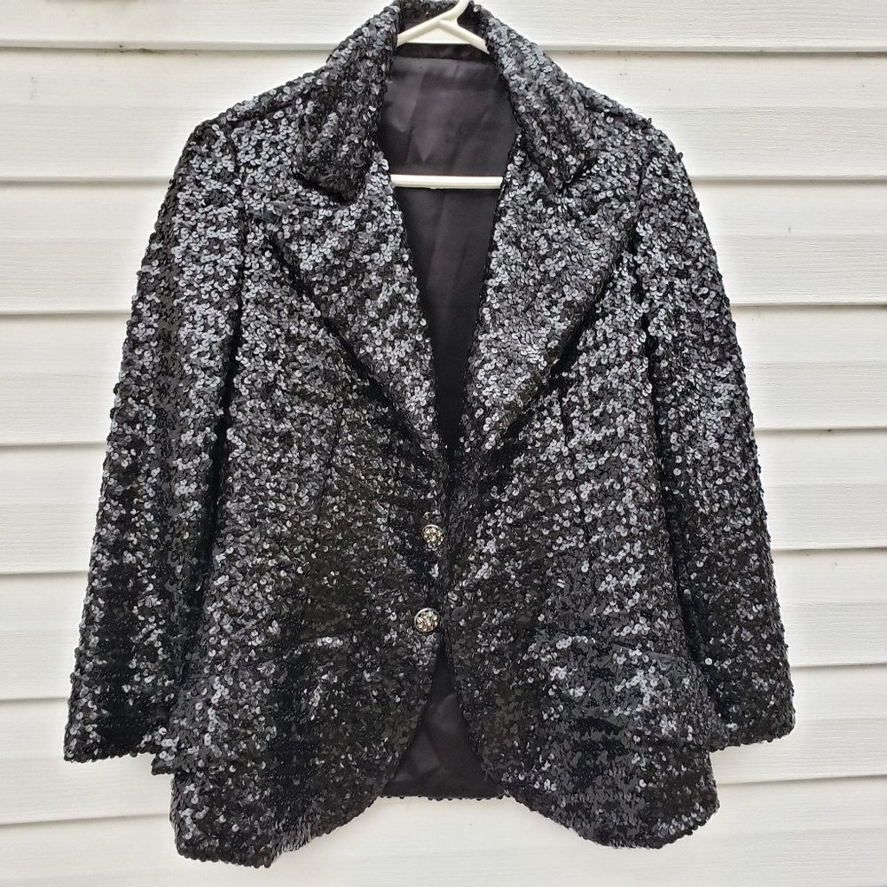 Vintage Union Made Black Sequin Blazer Jacket 8